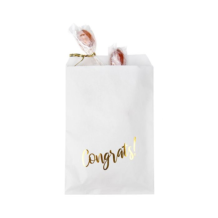 Paper Bags White with Gold Congrats 12,7x20,3 cm - 100 pieces