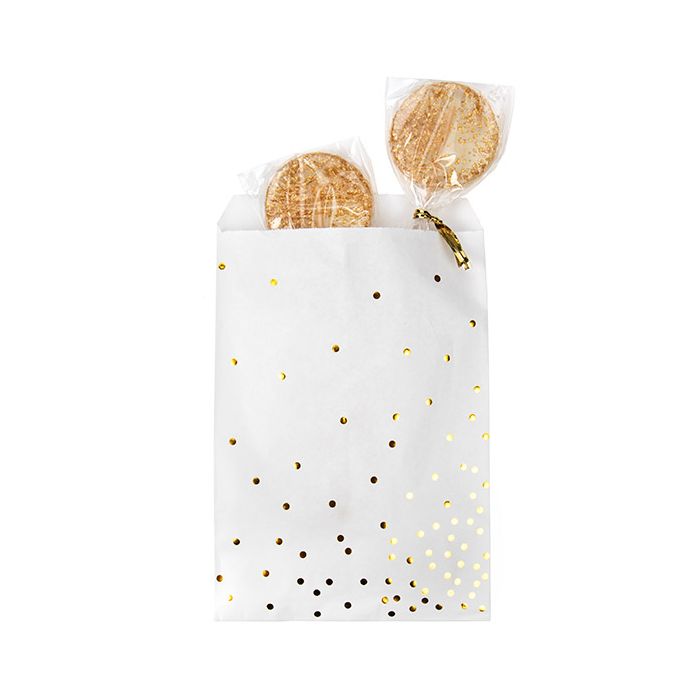 Paper Bags White with Gold Dots 12,7x20,3 cm - 100 pieces