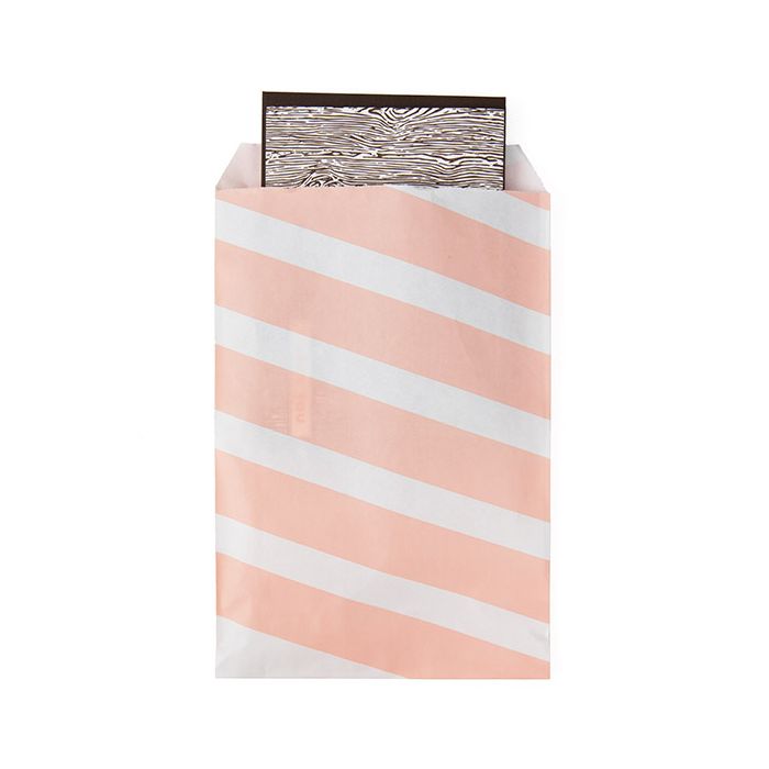 Paper Bags White with Pink Stripes 12,7x20,3 cm - 100 pieces
