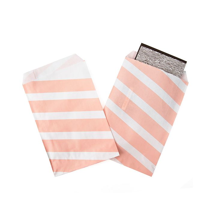Paper Bags White with Pink Stripes 12,7x20,3 cm - 100 pieces