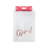 Paper Bags White with Rose Gold Cheers 12,7x20,3 cm - 100 pieces