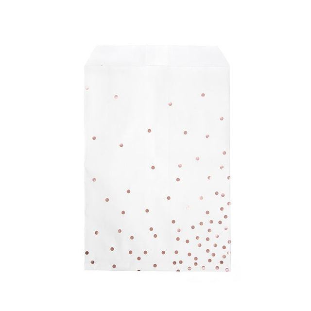 Paper Bags White with Rose Gold Dots 127x203 mm 