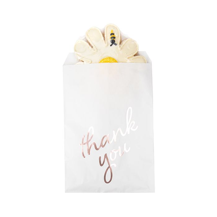 Paper Bags White with Rose Gold Thank You 12,7x20,3 cm - 100 pieces