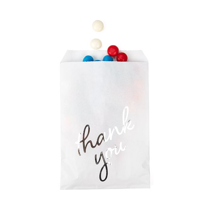 Paper Bags White with Silver Thank You 12,7x20,3 cm - 100 pieces