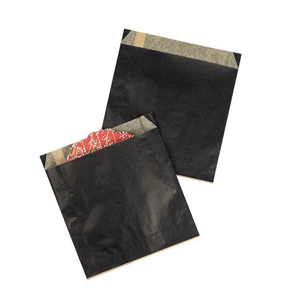 Sacs en Papier Noirs Résistants à la Graisse 15,2x2,9x16,5cm - 100 pcs