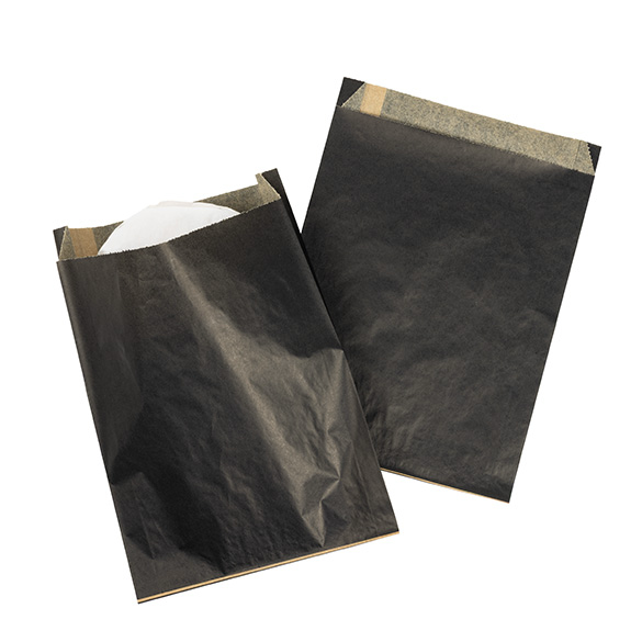 Sacs en Papier Noirs Résistants à la Graisse 17,1x2,7x22,9cm - 100 pcs