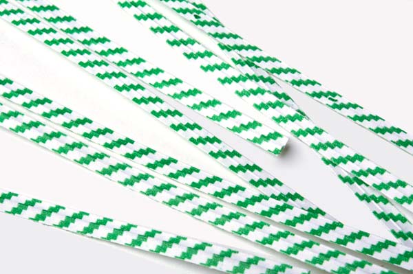 Tin Ties 10.2x0.4cm Paper White/Green striped (1.000 pieces) [TT4WGS]