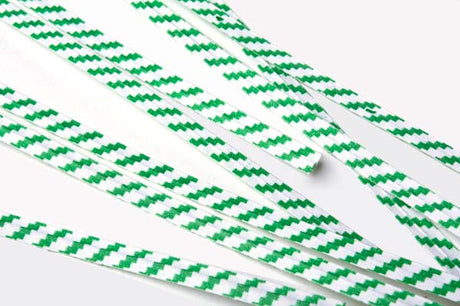 Tin Ties 10.2x0.4cm Paper White/Green striped (1.000 pieces) [TT4WGS]