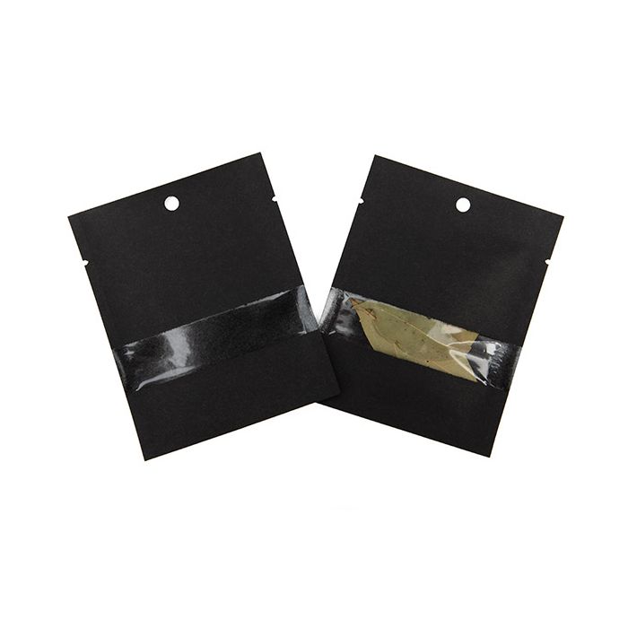Kraft Bags Black Eco-fiendly 7,6x10,2 cm Sealable With Window - 100 pieces