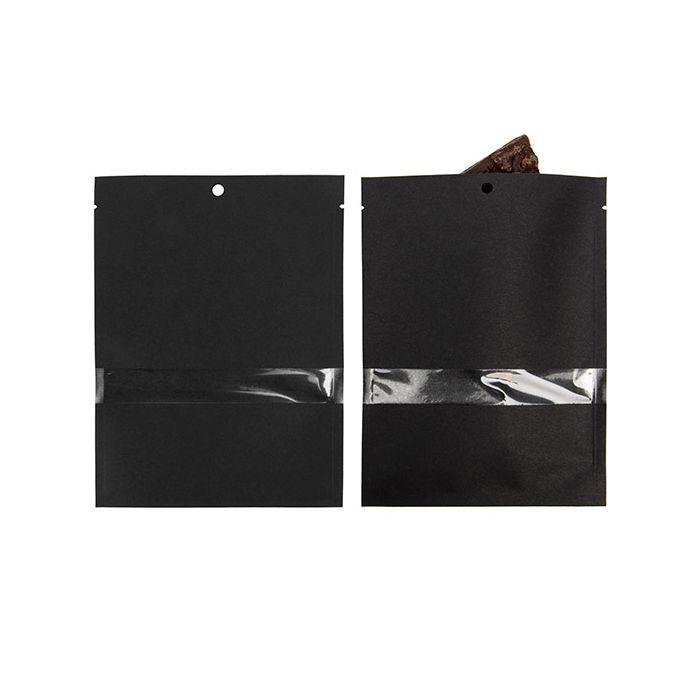 Kraft Bags Black Eco-fiendly 12,7x17,8 cm Sealable With Window - 100 pieces