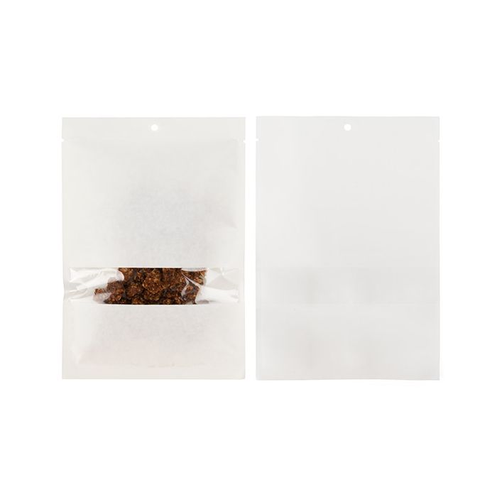 Sachet en kraft blanc écologique 15,2x22,9 cm Scellable avec fenêtre - 100 pièces