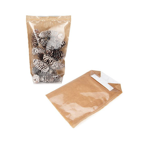 Kraft Block Bottom Bags w/ Paper Insert 127 x76 x305 mm 