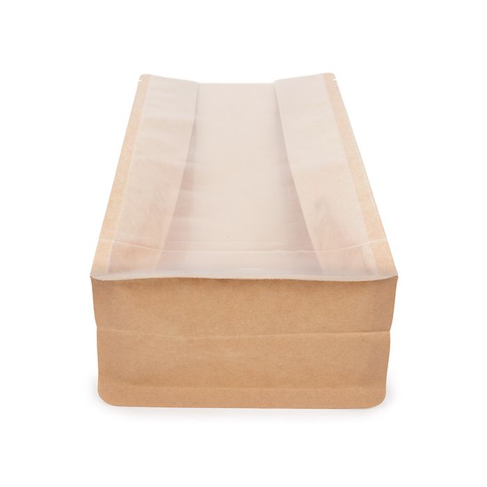 Sachet kraft à fond plat et transparence frontale 12.7x7.6x30.5 cm - 100 pièces