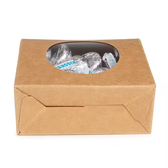 Boite Kraft Avec fenêtre ronde 89x38x102 mm - 25 pièces