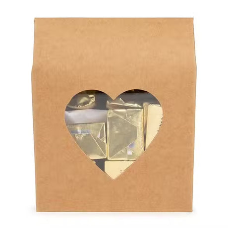 Kraft Gift Boxes with Heart Window 105x44x133 mm 