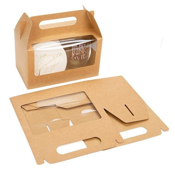 Kraft Paper Handle Box 178x102x102 mm w/ Window 
