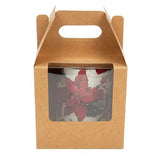 Boîte à poignée en papier kraft 102x102x102 mm avec fenêtre - 25 pièces