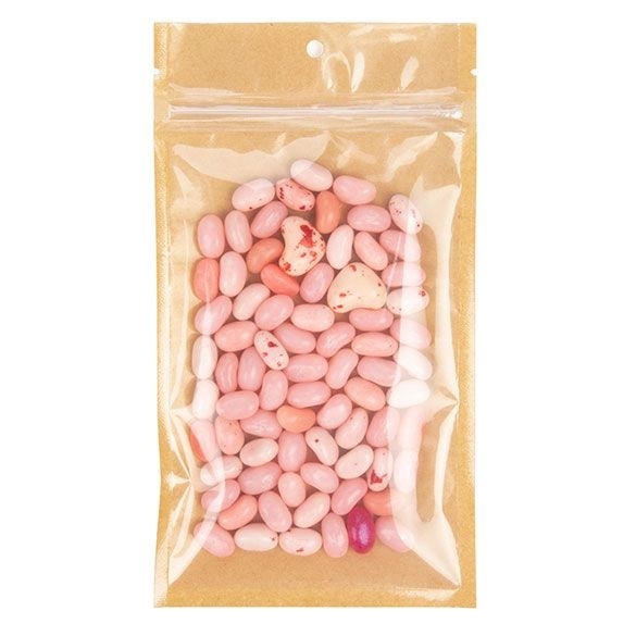 Kraft Barrier Bags with clear front 10.2 x 16.5 cm w/Tear Notches 