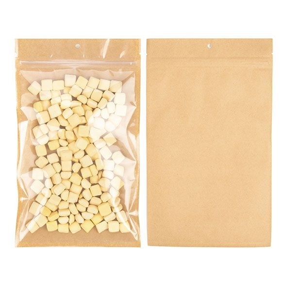 Kraft Barrier Bags with clear front 15.2 x 23.5 cm w/Tear Notches 