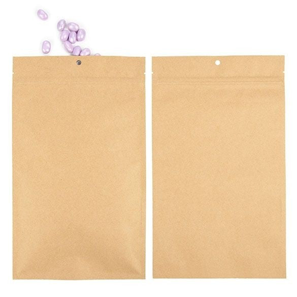 Kraft Hanging Barrier Bags 17.8 x 30.5 cm w/Tear Notches 