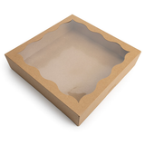 Boîtes en Papier Kraft à Fenêtre Festonnée 30,5x6,4x30,5cm - 25 pcs