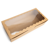 Boîtes en Papier Kraft à Fenêtre Festonnée 30x6,5x14cm - 25 pcs