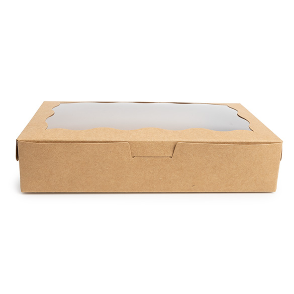 Boîtes en Papier Kraft à Fenêtre Festonnée 17,8x3,8x11cm - 25 pcs