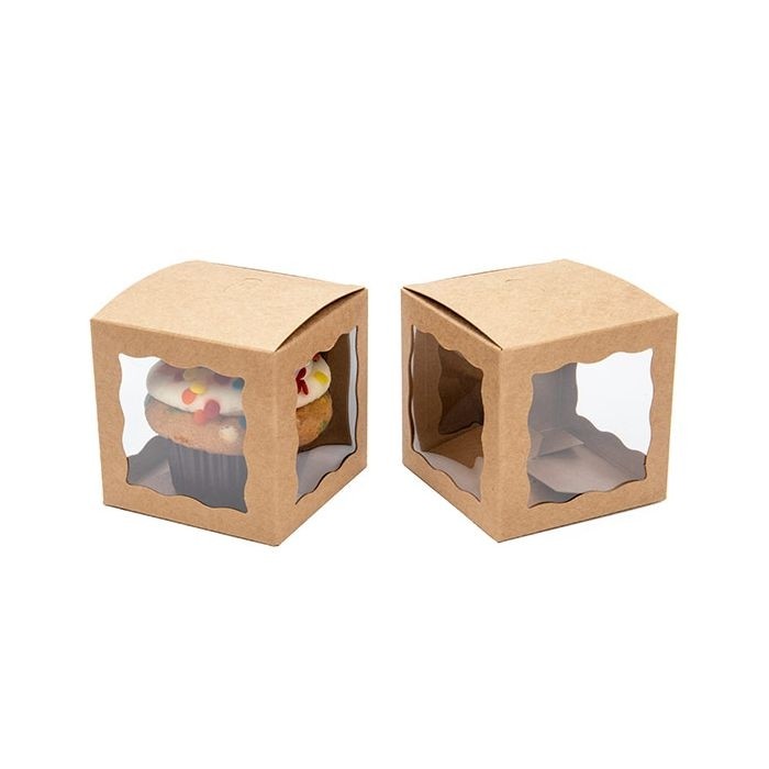 Boite en kraft avec fenètres sur 3 cotés 75x75x75 mm - 25 pieces [WKRG345