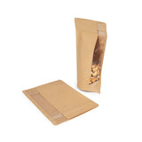 Doypack à zip avec fenêtre verticale Kraft 14.9x8.9x23.2 cm - 100 pièces
