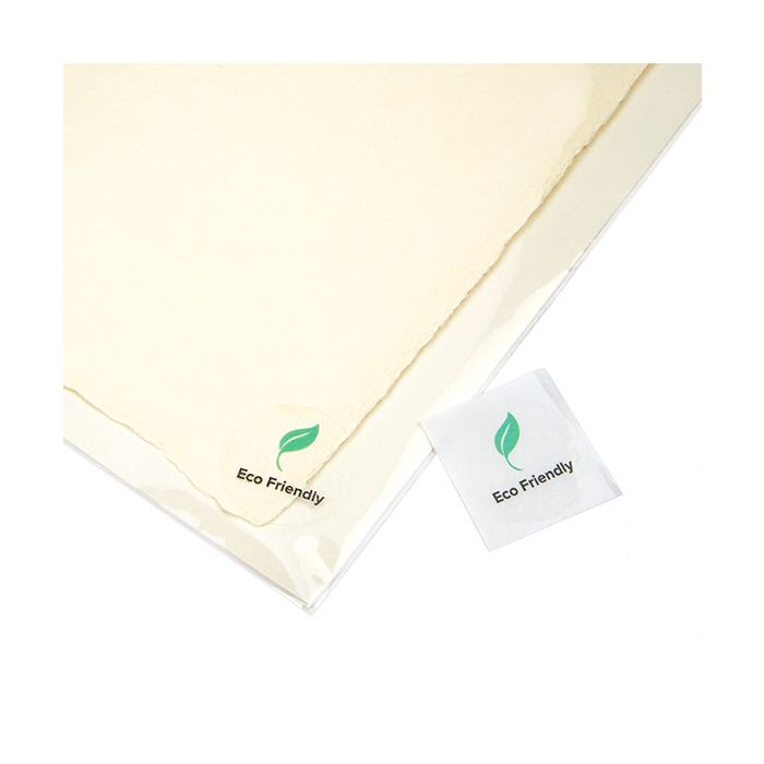 Stickers Round Eco Friendly - Clear w/ Green Leaf & Black Text2,5 cm - 1 Sheet