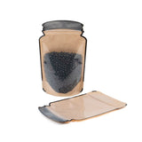 Pochette à fermeture éclair Mason Jar Kraft avec façade transparente 130x76x206 mm - 100 pièces