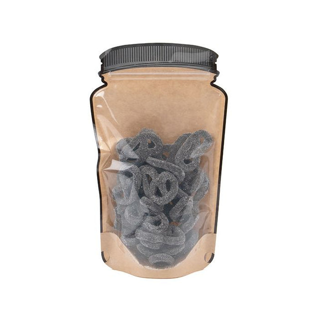 Mason Jar Zipper Pouch Kraft w/ Clear Front 152x79x254mm 