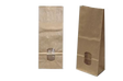 Block Bottom Bags Kraft Brown 80x50x240 mm 70 g/m2 lined with 30my OPP Foil and clear Window | 200