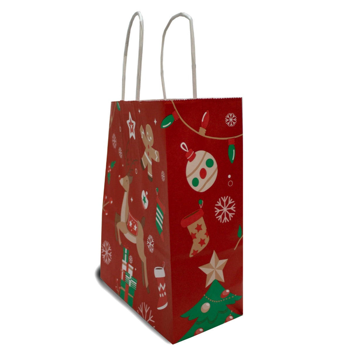 Sac de course Noël 18+8x22cm Kraft 90 grammes - 50 pièces