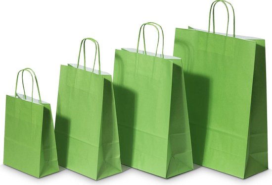 Paper Carry Bags Green 320+120x410mm 