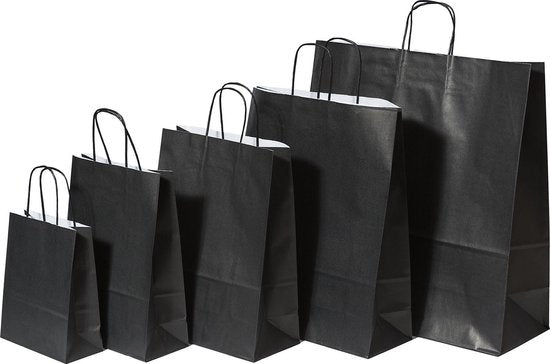 Paper Carry Bags Black 240+120x310mm 