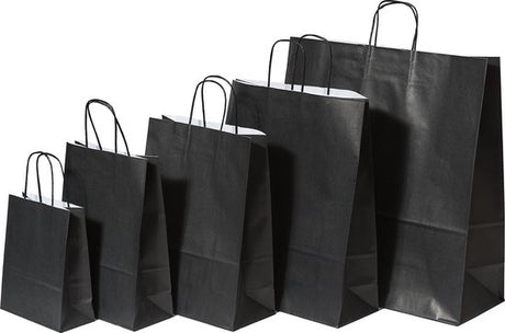 Paper Carry Bags Black 240+120x310mm 