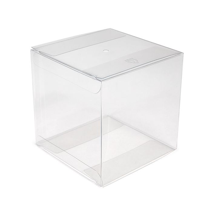 Boîte transparente avec trou rPET 10.2x10.2x10.2 cm - 25 pieces