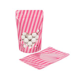 Pochettes doypack rose avec fenêtre en forme de haricot 130x79x206 mm - 25 pièces