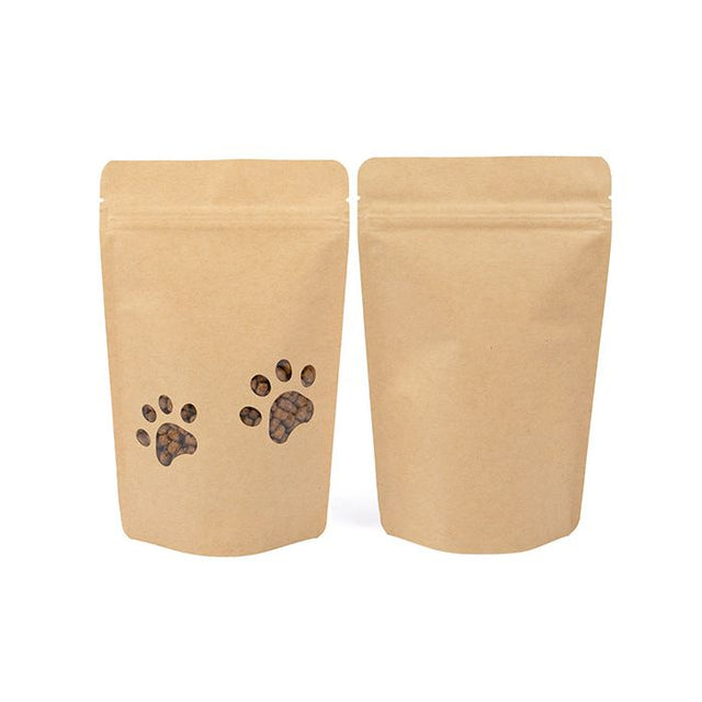 Stand Up Pouches Kraft | Paw Shaped Window | 113 grams | 130x79x206mm 