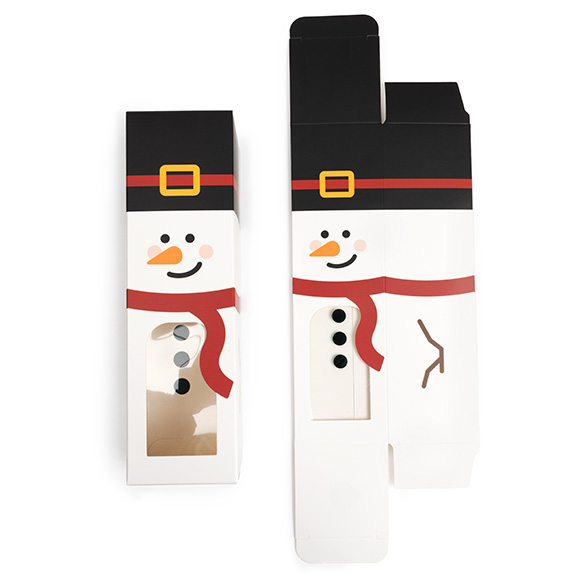 Boîte en Papier Bonhomme de Neige avec Fenêtre 5,7x5,7x20,3cm - 25 pcs