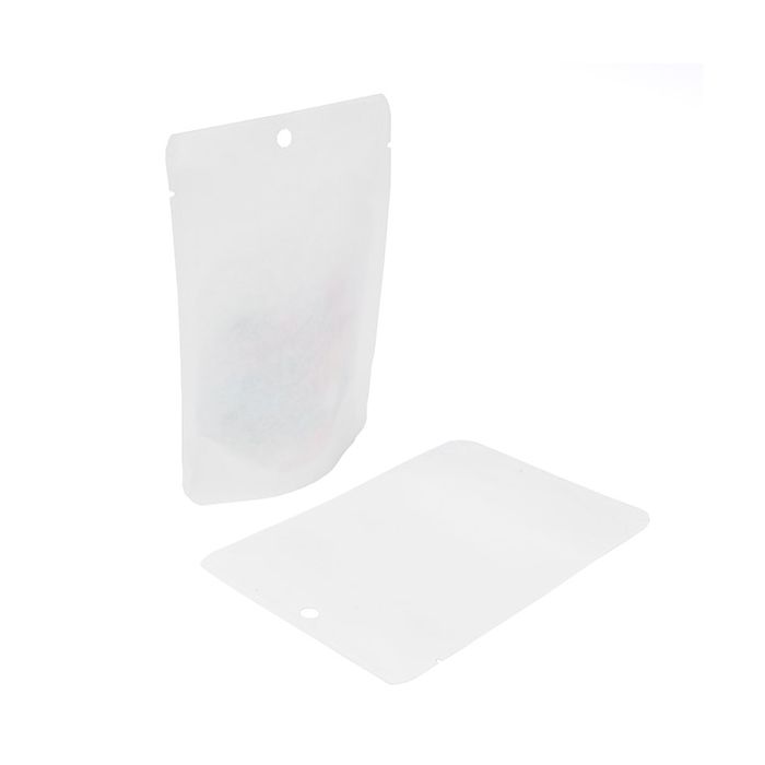 Doypack éco-responsable à maintien vertical en kraft blanc 10,2x6x15,2 cm - 100 pièces