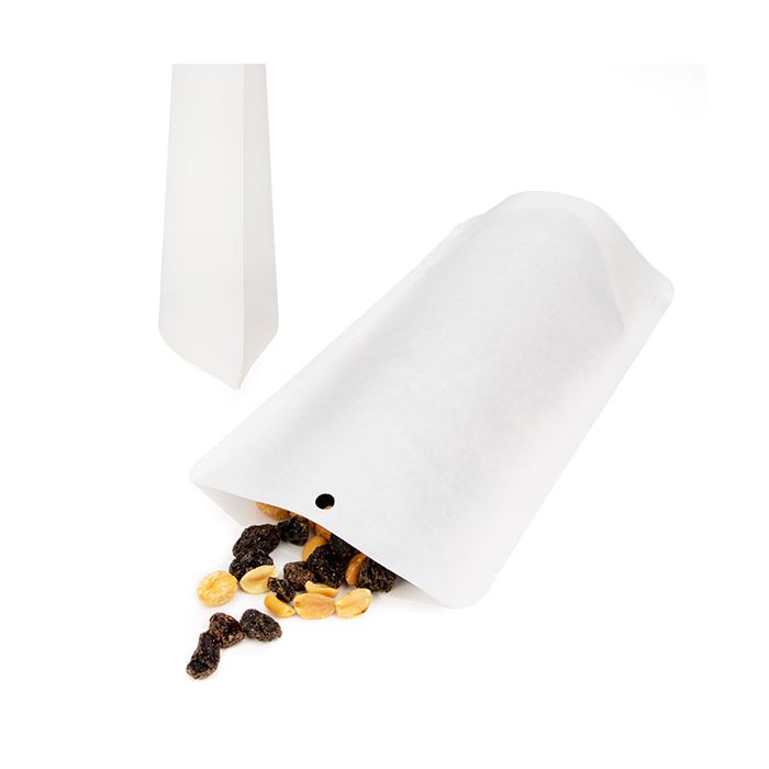 Doypack éco-responsable à maintien vertical en kraft blanc 13x7,9x20,6 cm - 100 pièces