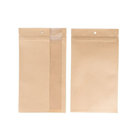 Grip Seal Bags Kraft With Vertical Window 127 x208 mm 