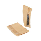 Doypack en kraft avec fenêtre verticale 10.2x6x15.2 cm - 100 pièces