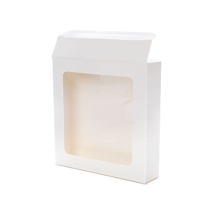 Boîtes-cadeaux Kraft blanc brillant 105x22x105 mm avec fenêtre - 25 pièces