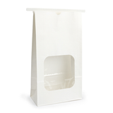 Sacs Kraft Blancs avec Fenêtre et Fermeture Tin-Tie 15,2x7x26,7cm - 100 pcs