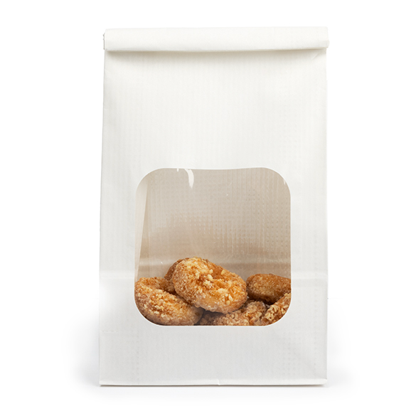 Sacs Kraft Blancs avec Fenêtre et Fermeture Tin-Tie 15,2x7x26,7cm - 100 pcs