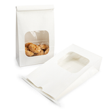 Sacs Kraft Blancs avec Fenêtre et Fermeture Tin-Tie 15,2x7x26,7cm - 100 pcs