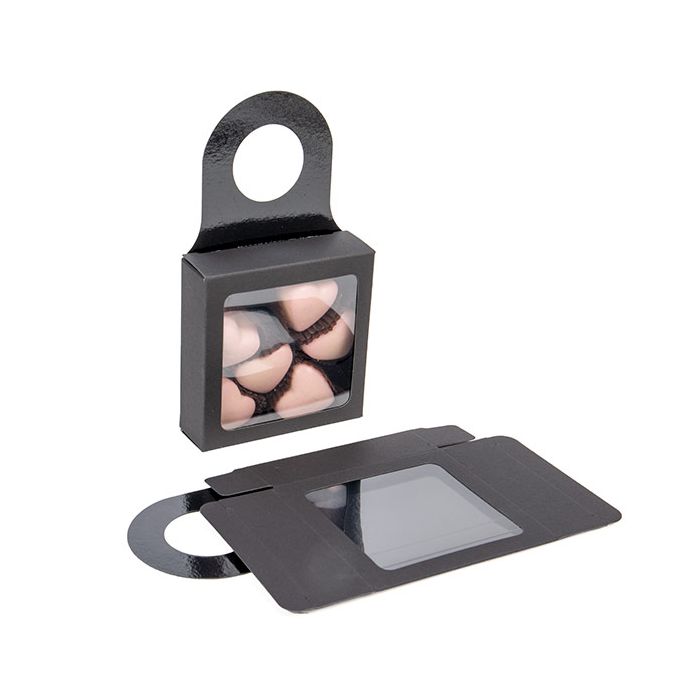 Boîte noire en kraft avec fenêtre 9 x 3 x 9 cm (25 pièces)